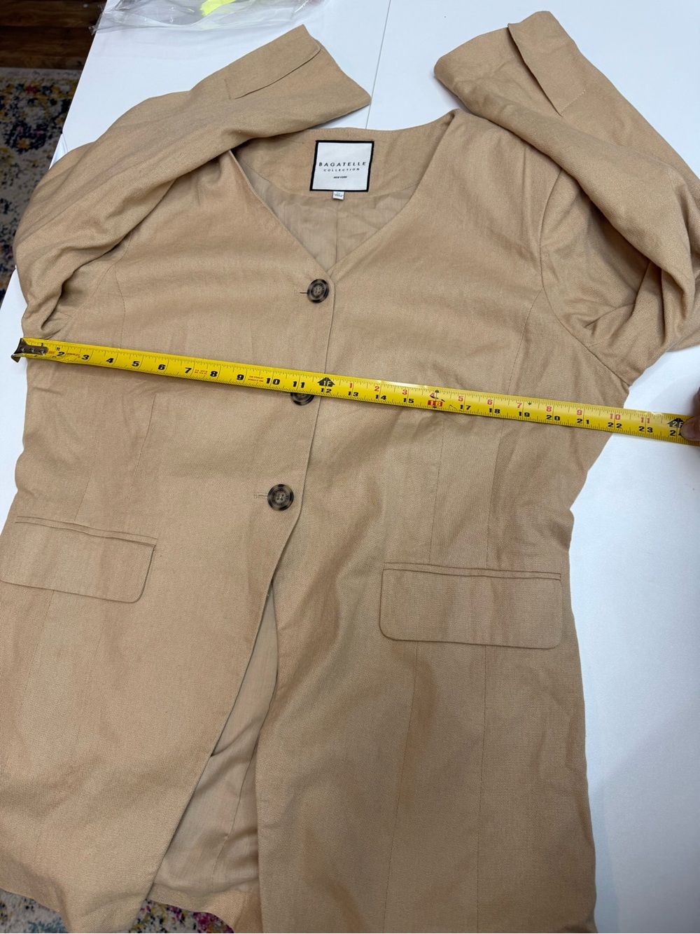 Bagatelle Women's Beige Tailored Spring / Summer Belted Blazer size XL - Picture 9 of 12
